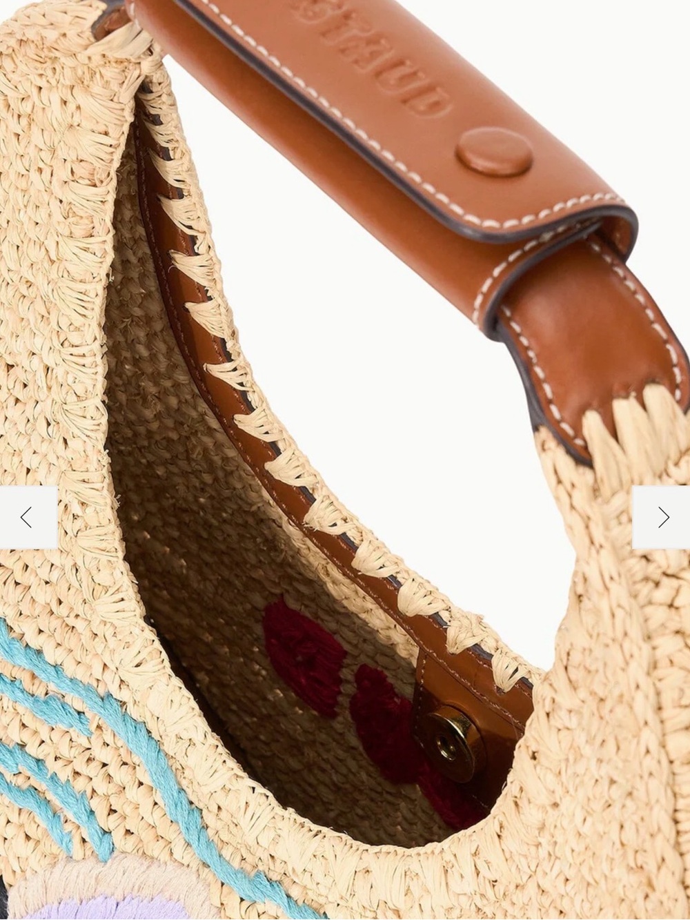 Staud Accessories Moon Tote - Woven Straw Shark Appliqué Bucket Bag - Picture 6 of 6